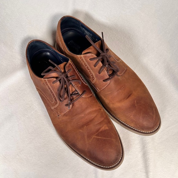 Johnston & Murphy Prentiss Derby Oxford Hybrid Dress Shoe Men 13M Brown Leather - Picture 2 of 10